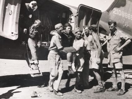 Partisan wounded rescued by the Balkan Air Force being transferred from a RAF C-47 at Bari. (IWM, London, photographic archive, CNA 3095)