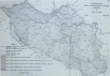 A map drawn by Colonel William Bailey illustrating the extent of the ground covered and known by S.O.E. officers operating from Serbia. (IWM, London, photographic archive, National Archives, London, Document HS7-202)