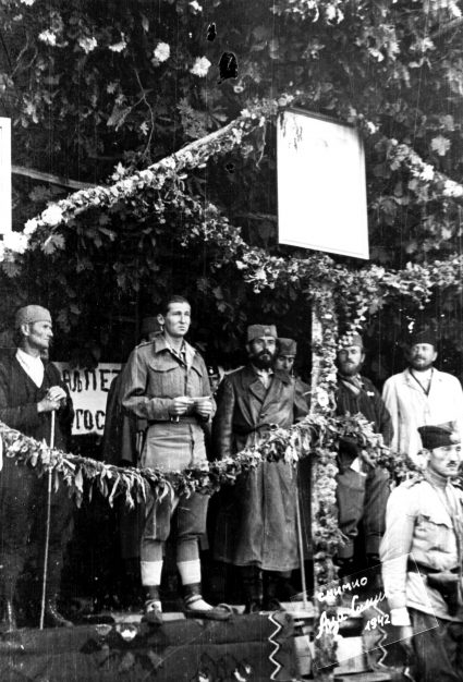 Captain Maynard delivers a speech to the 2nd Ravna Gora Corps on the King Peter II’s Birthday 1943. (National Archives, London, Document HS7-202)