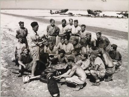 BAF Yugoslav engineers receiving a lesson on propeller maintenance from a Royal Air Force mechanic. (IWM, London, photographic archive, Air Ministry Official Collection)