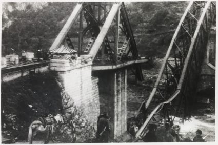 The Lim bridge after it had been destroyed. This was the largest bridge destroyed in Yugoslavia after the German invasion. The BBC would announce that the attack on the town and bridge was carried out by the Partisans. (IWM, London, Documents archive 12697)