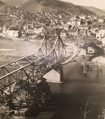 The Zvornik Bridge on the border between Serbia and Bosnia as it looked in 1943. (IWM, London, Documents archive 12697)