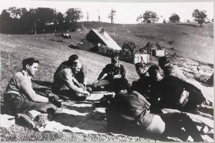 S.O.E. officers rest near Pranjane whilst awaiting their evacuation. (IWM, London, photographic collection 8905-16)