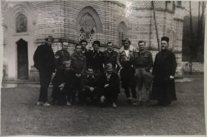 Major Jasper Rootham and his team with their escorts at Kalanik Monastery en route to Pranjane in May 1944. (IWM, London, photographic collection 8912-19)