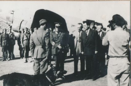 Josip Broz Tito and Šubašić at the airfield, Vis, July 1944. (Military Museum, Belgrade, Collection of photographs, 8789)