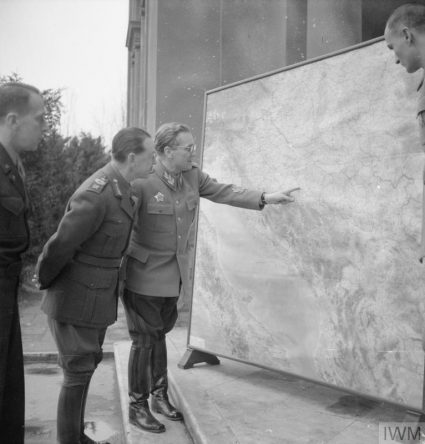 Marshal Tito describes his plans for the March 1945 offensive on the Srem Front to Field Marshal Alexander. (IWM, London, photographic archive, NA22637)