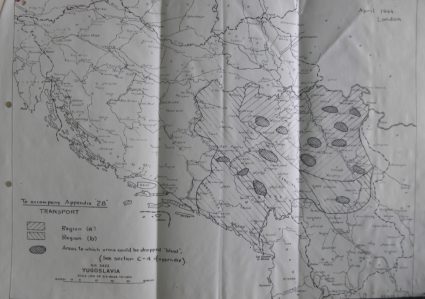 Drops Zones as marked on a map in Colonel Bailey's report dated April 1944. (National Archives, London, Document HS7-202)