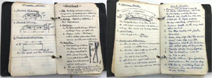 Extract from the notebook of Major Archie Jack who was attached to General Mihailović as a specialist engineer officer responsible for demolitions. His pocket notebook was his personal aide-memoire for key information. This page illustrates how to set up showing different options for radio antennas